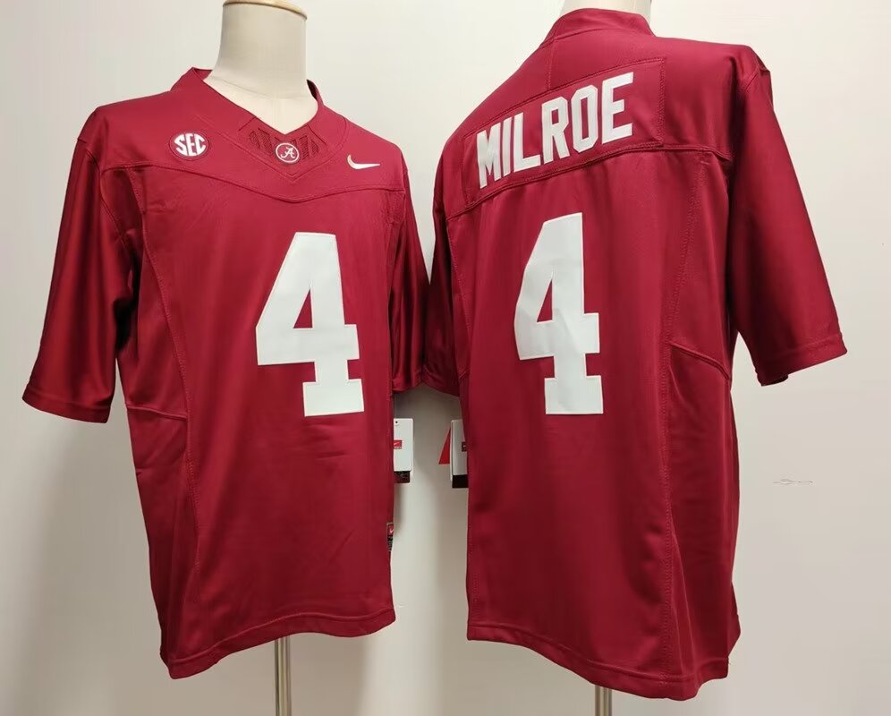 2024 NCAA Men Alabama #4 Jalen Milroe red nike jerseys